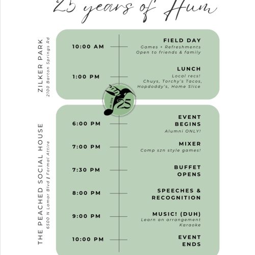 HUM 25th anniversary event schedule