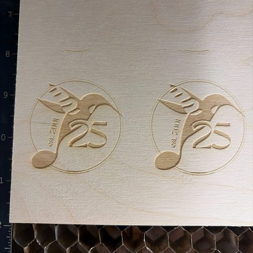 Laser-engraved HUM 25 logos