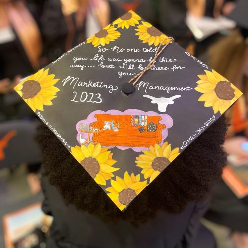 Decorated McCombs graduation cap